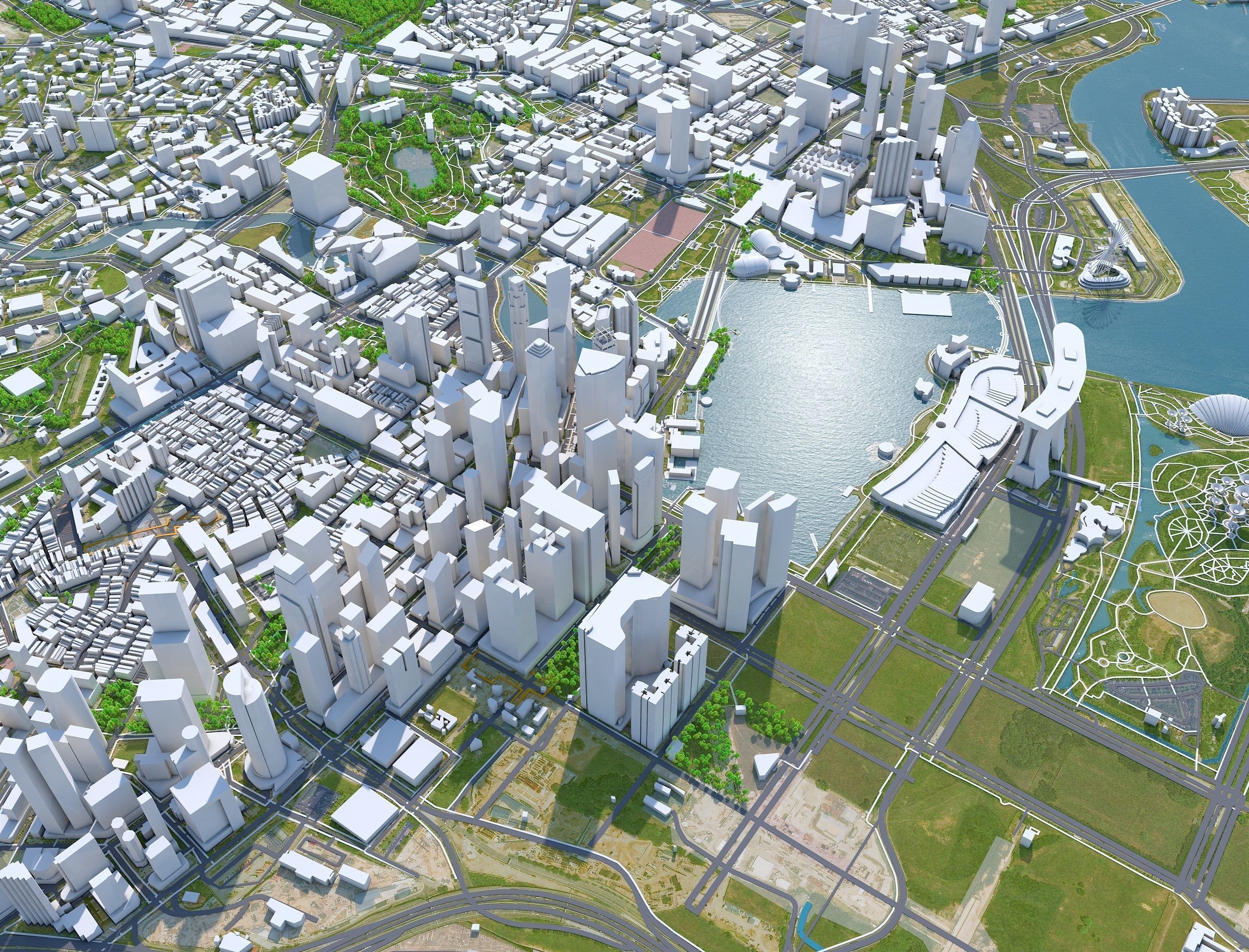 Singapore Downtown Low-poly 3D model_12