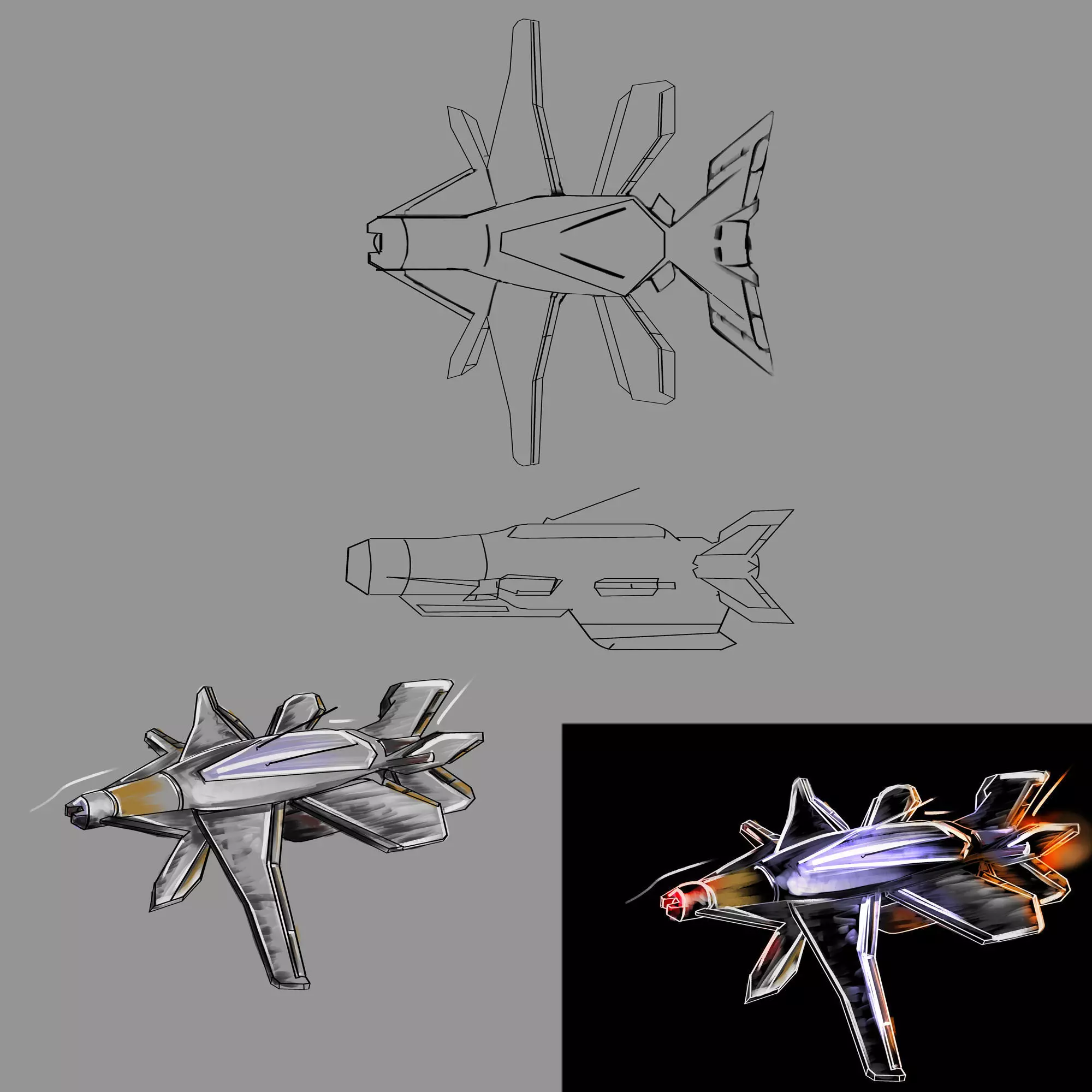 jet fbx sketch of spaceship Free low-poly 3D model