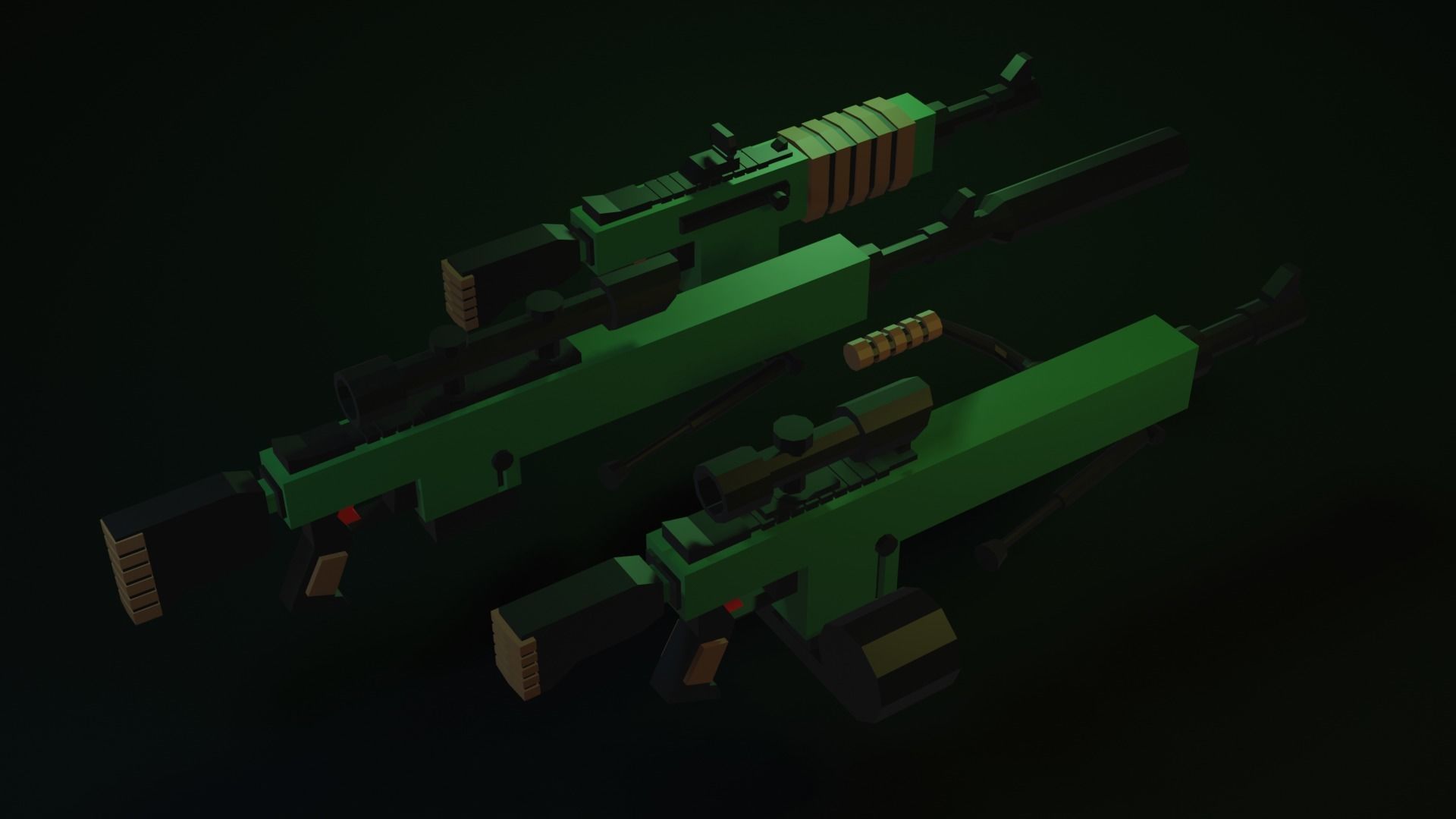 3d Game Ready Low-Poly Weapons two Low-poly 3D model_6