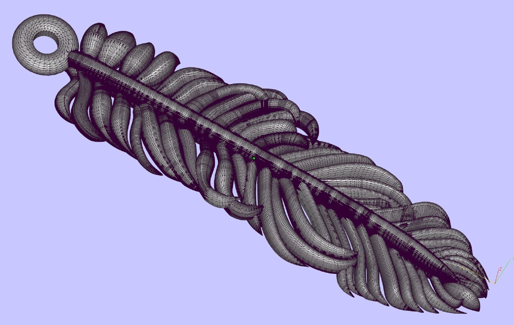 pendant feather two options 3D print model_7