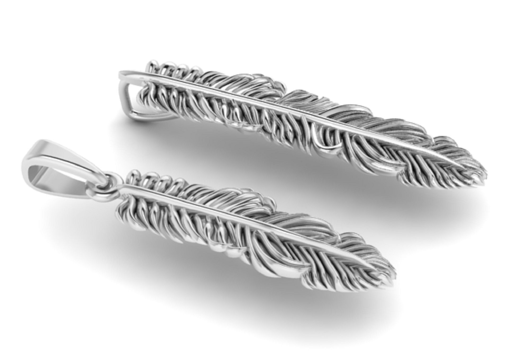 pendant feather two options 3D print model_4