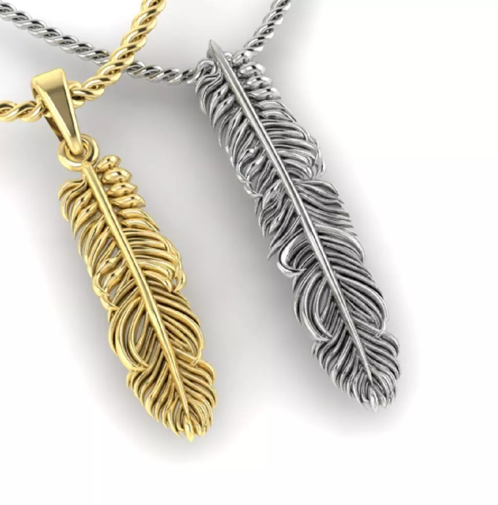 pendant feather two options 3D print model_0