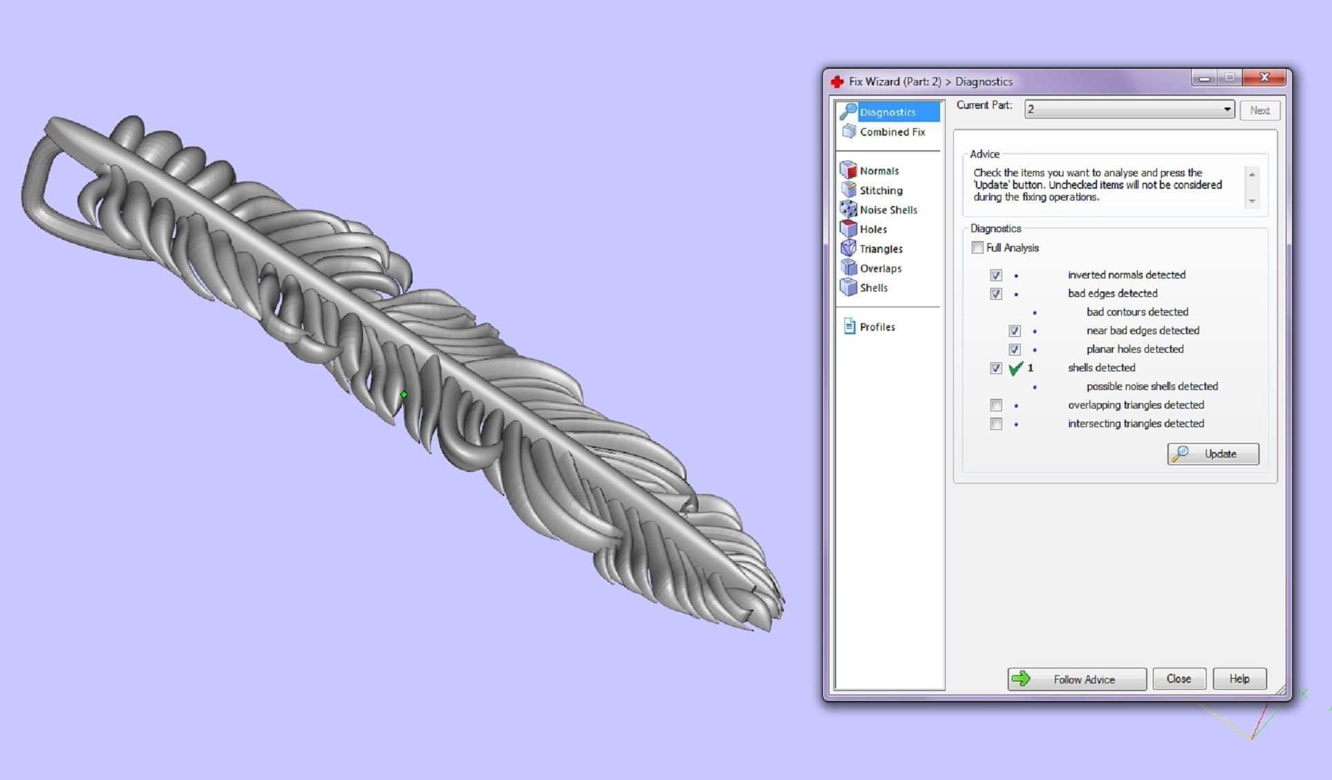 pendant feather two options 3D print model_8