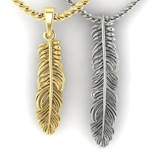 pendant feather two options 3D print model_2