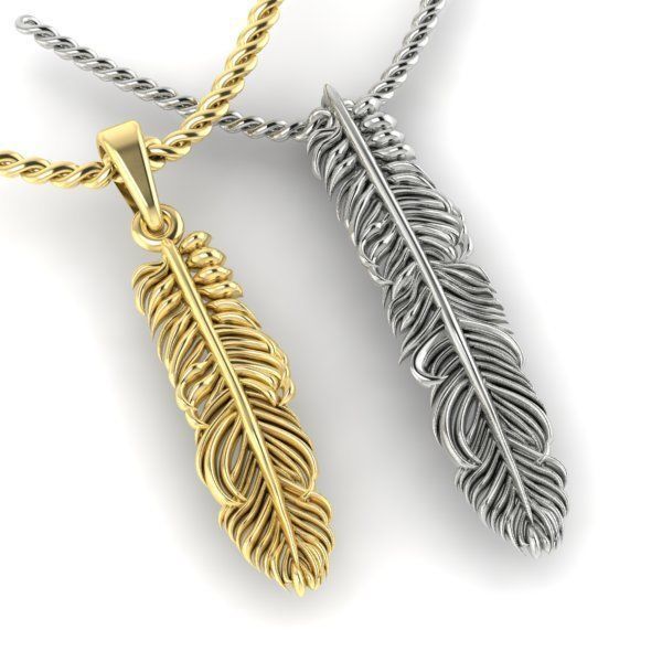 pendant feather two options 3D print model_3