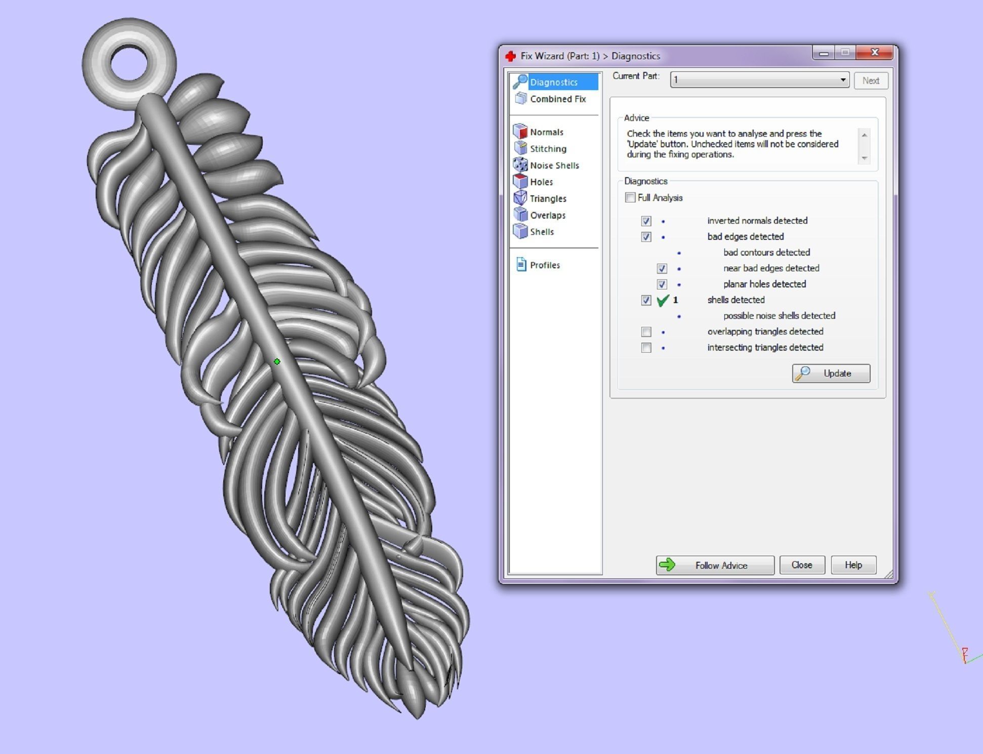 pendant feather two options 3D print model_6