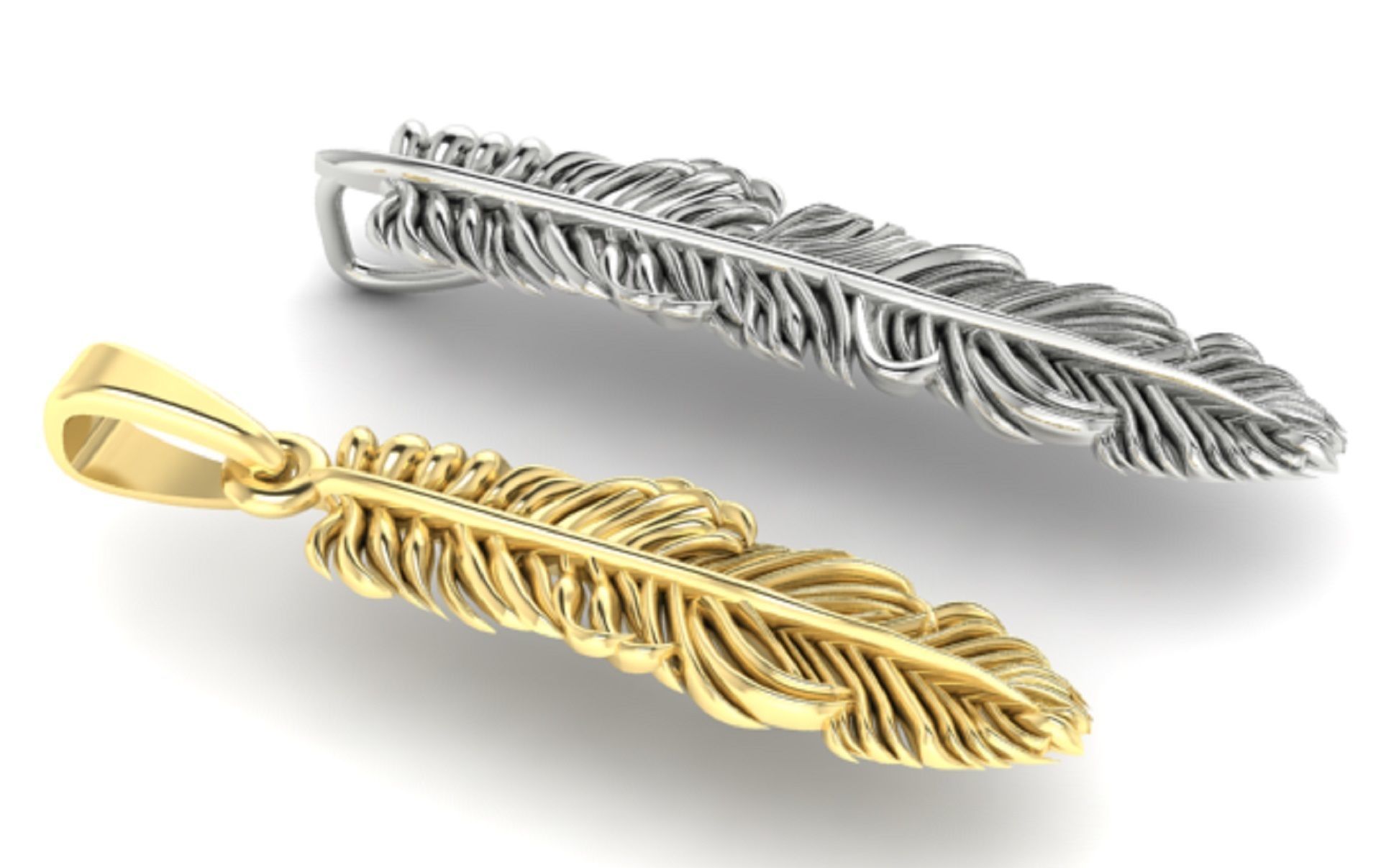 pendant feather two options 3D print model_1
