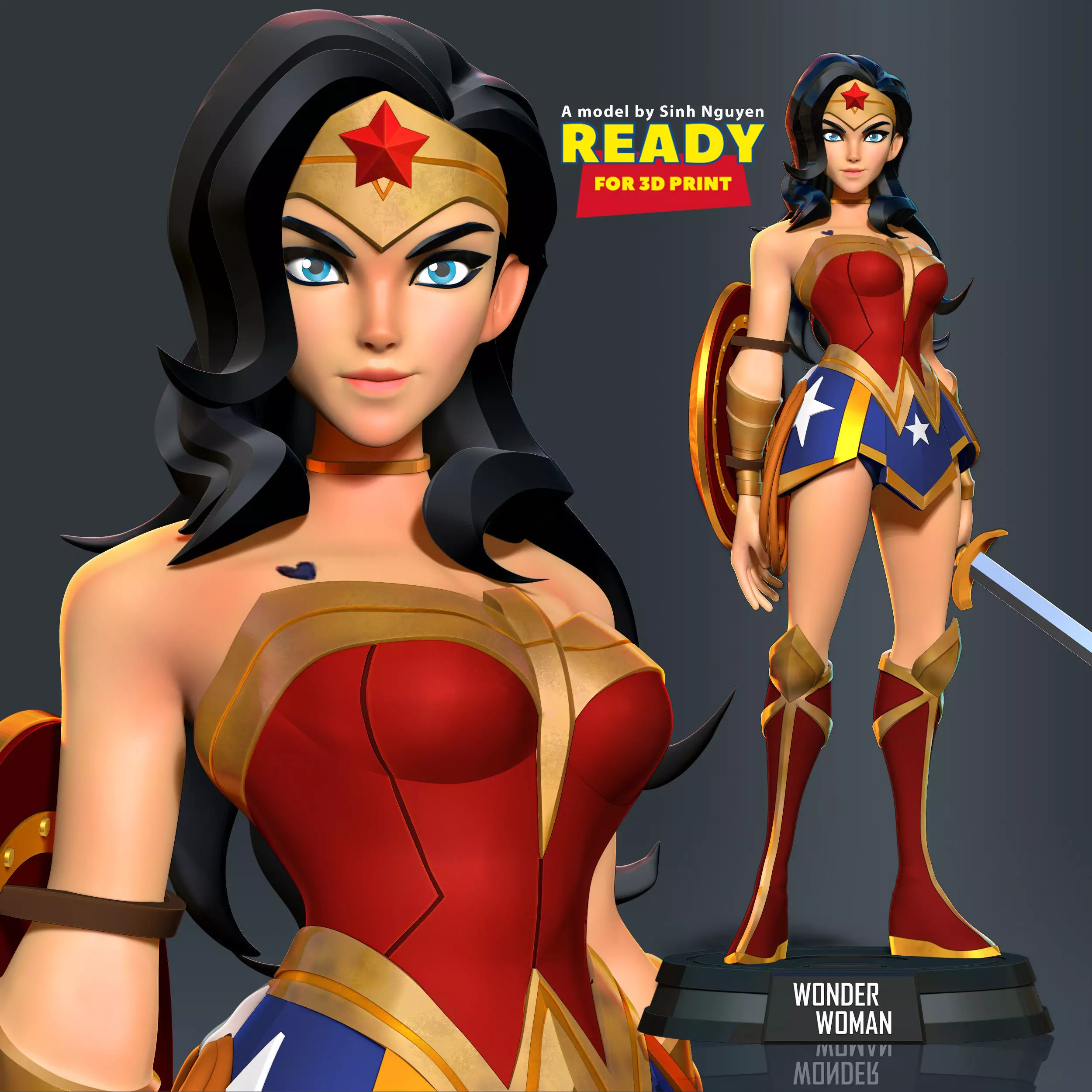 Wonder Woman Stylized 3D print model