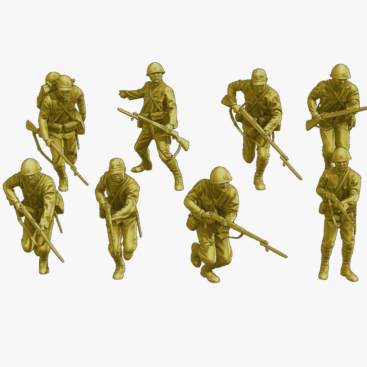 Japanese soldiers ww2 J2 Pack1 3D Model Collection_1