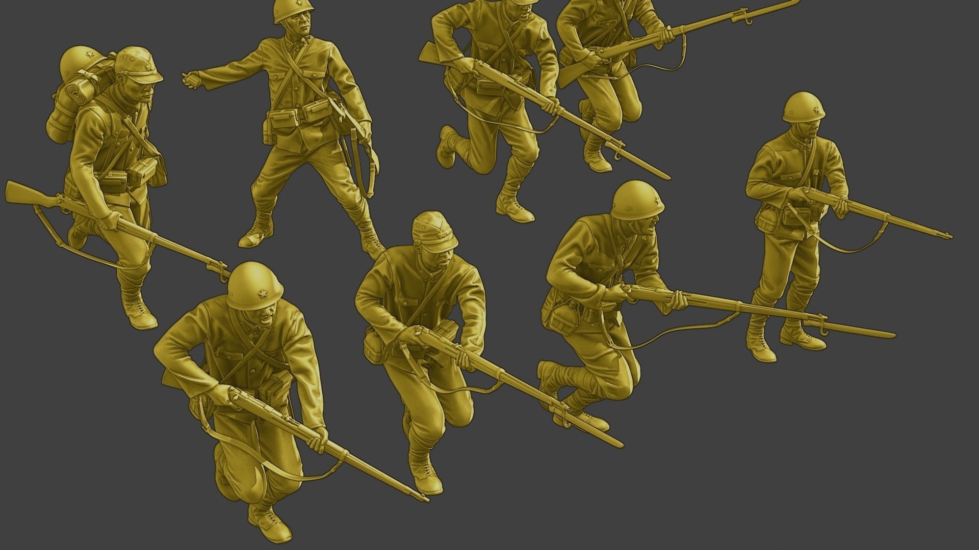 Japanese soldiers ww2 J2 Pack1 3D Model Collection_14