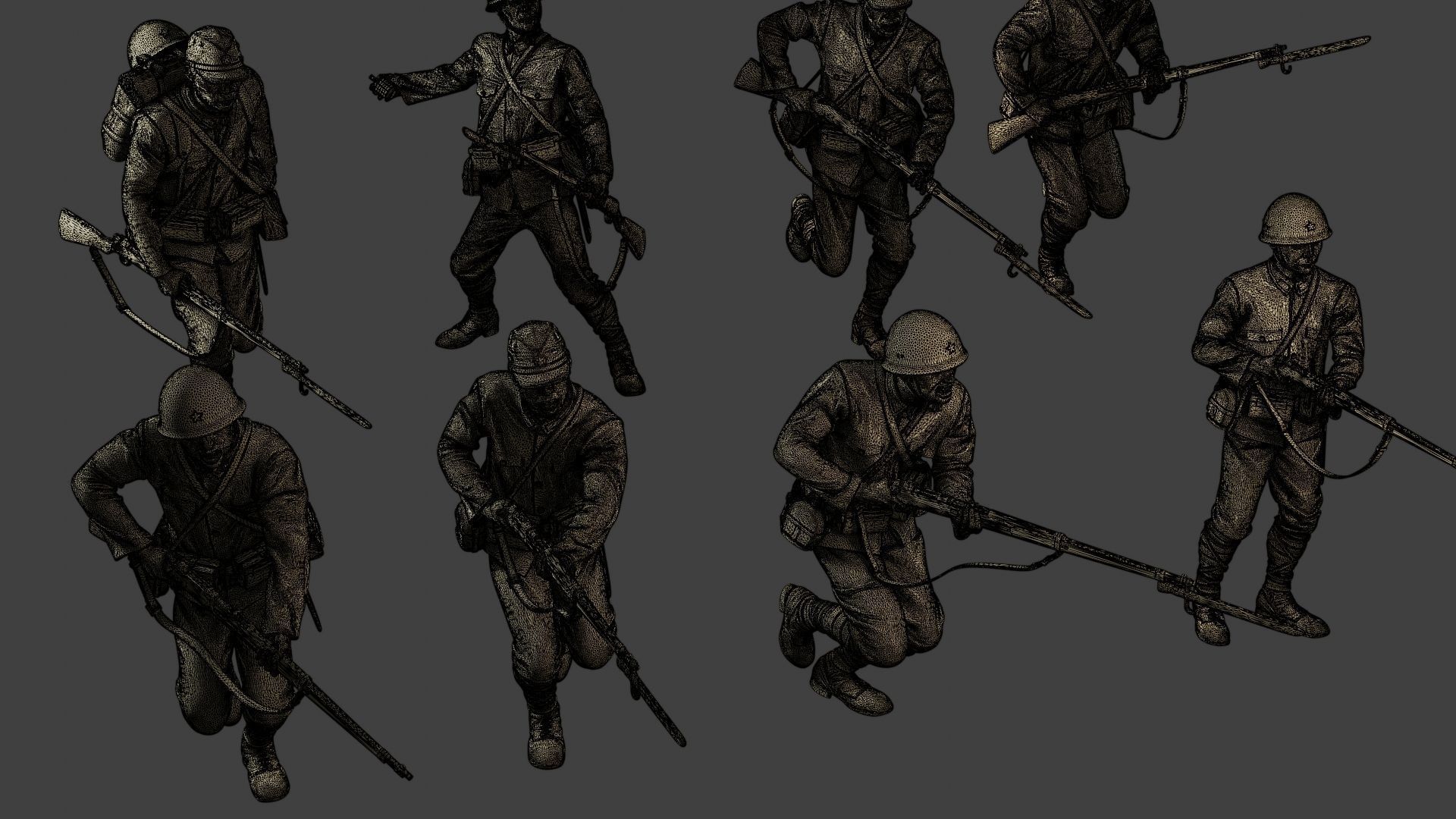 Japanese soldiers ww2 J2 Pack1 3D Model Collection_25