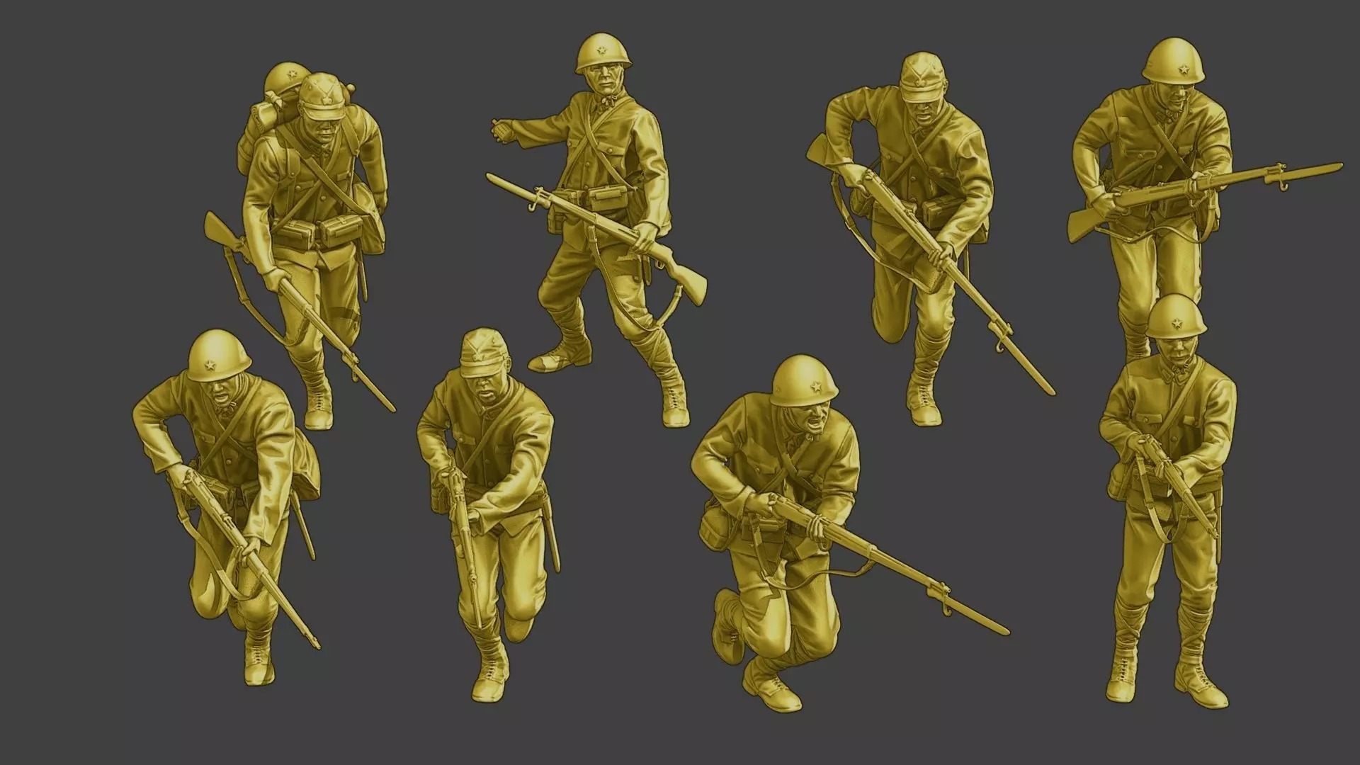 Japanese soldiers ww2 J2 Pack1 3D Model Collection_0