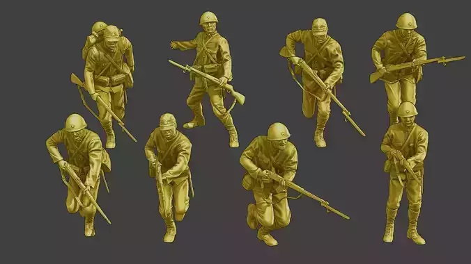 Japanese soldiers ww2 J2 Pack1 3D Model Collection