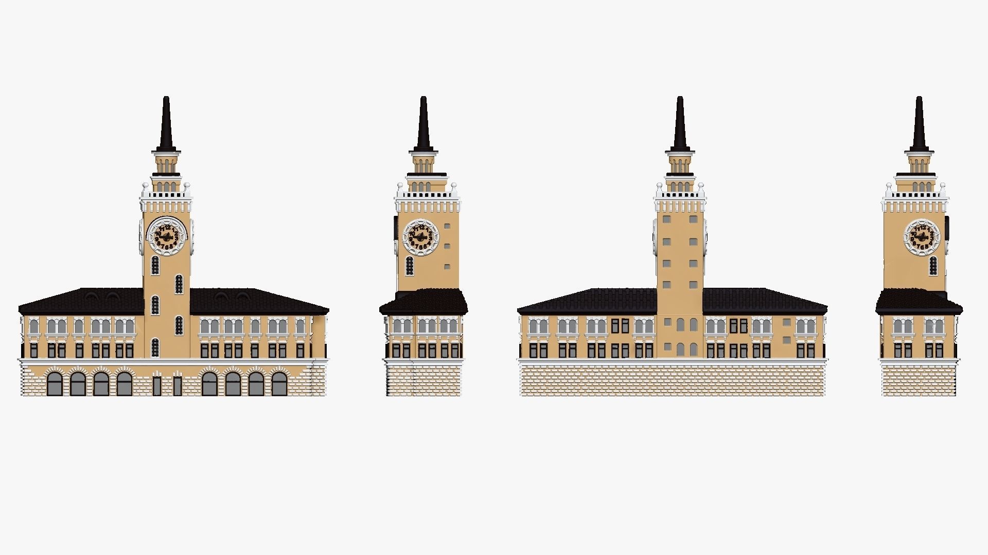 001148 clock tower station 3d print ready 3D print model_3