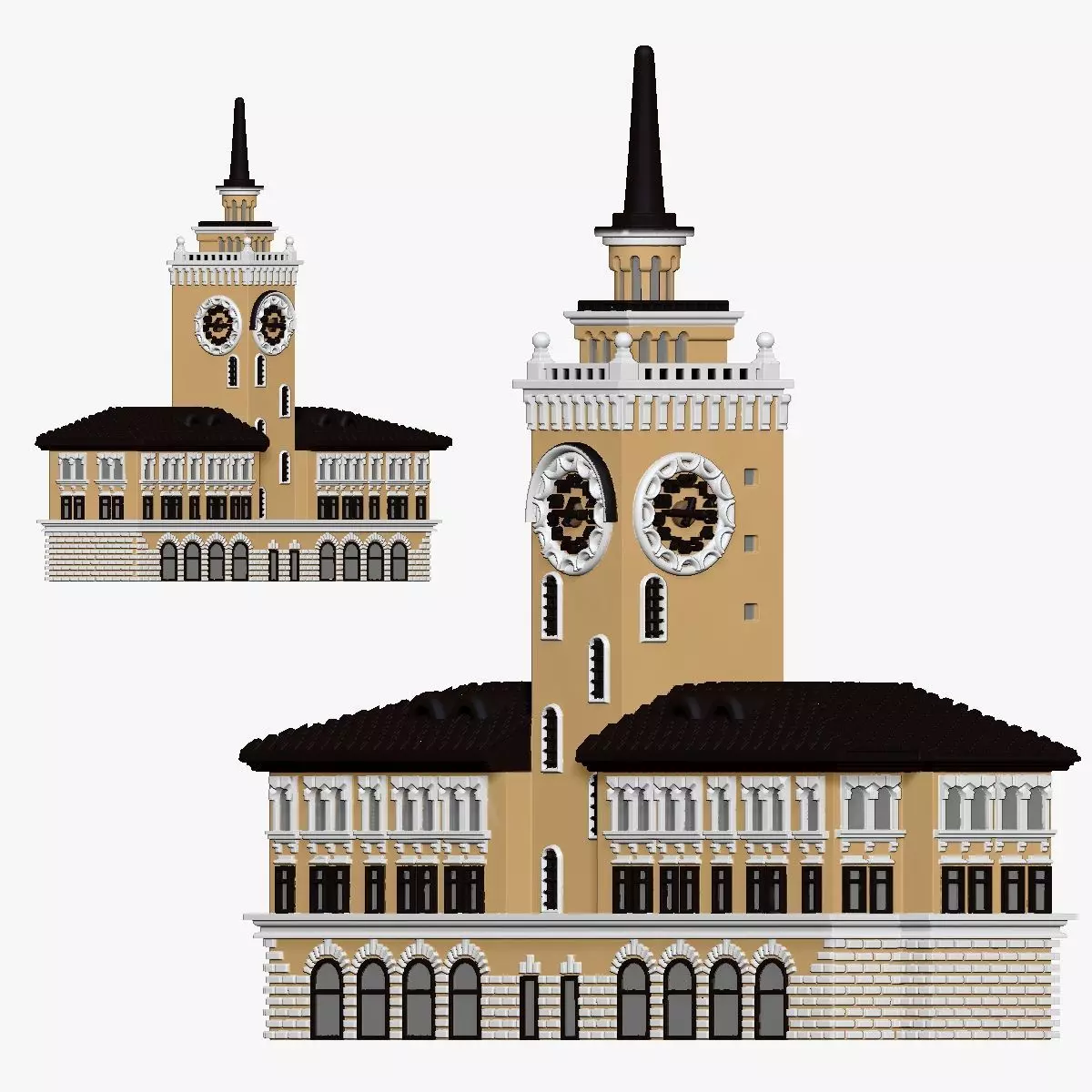 001148 clock tower station 3d print ready 3D print model_0