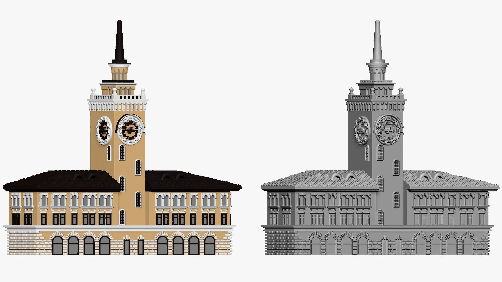 001148 clock tower station 3d print ready 3D print model_5