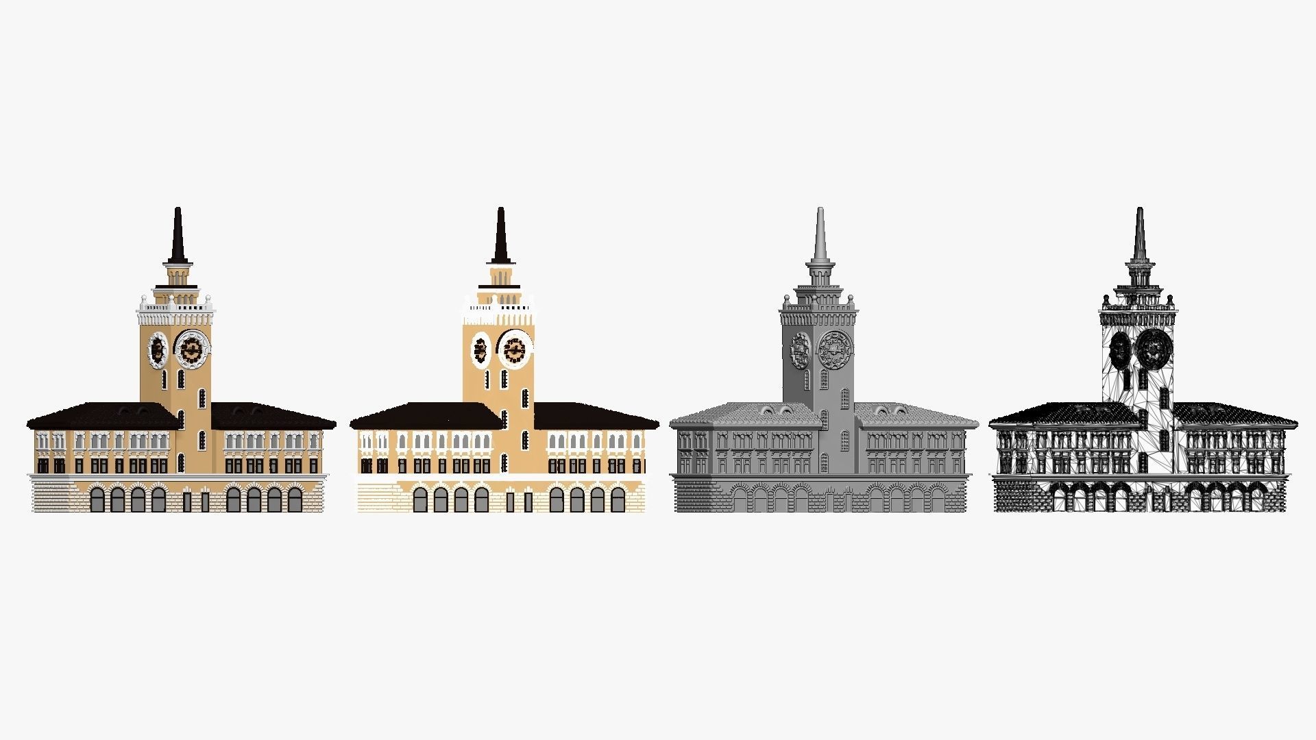 001148 clock tower station 3d print ready 3D print model_1