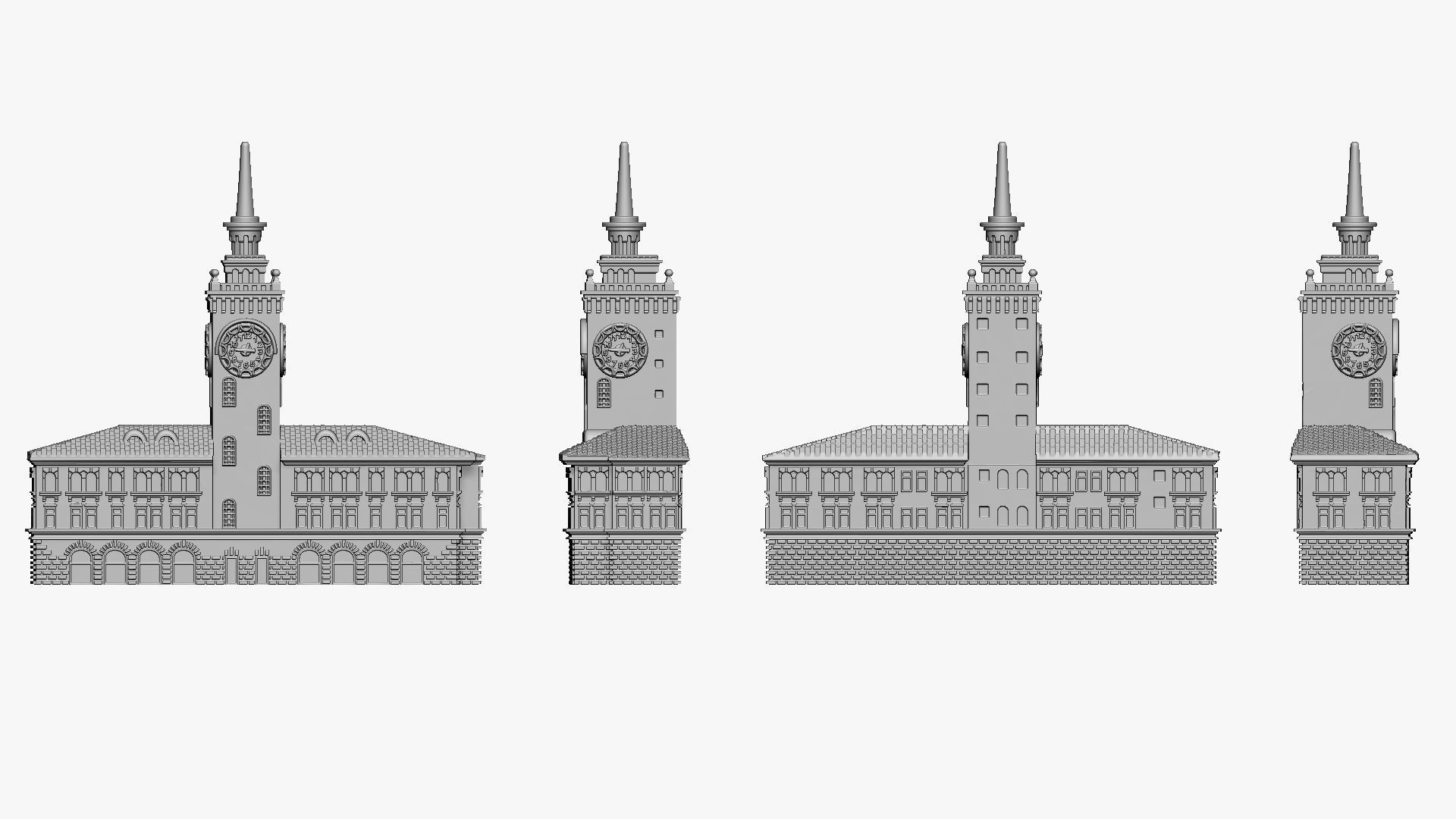 001148 clock tower station 3d print ready 3D print model_4