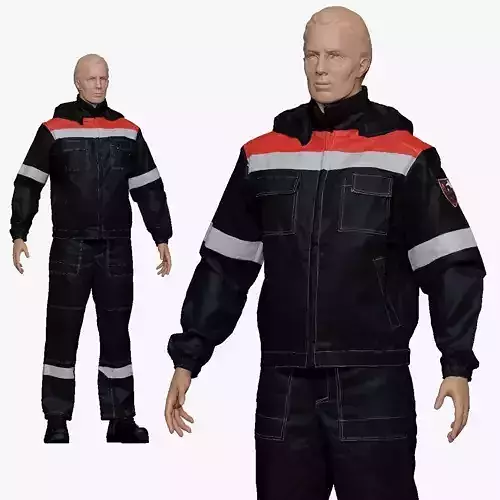 001155 engineering suit black Low-poly 3D model