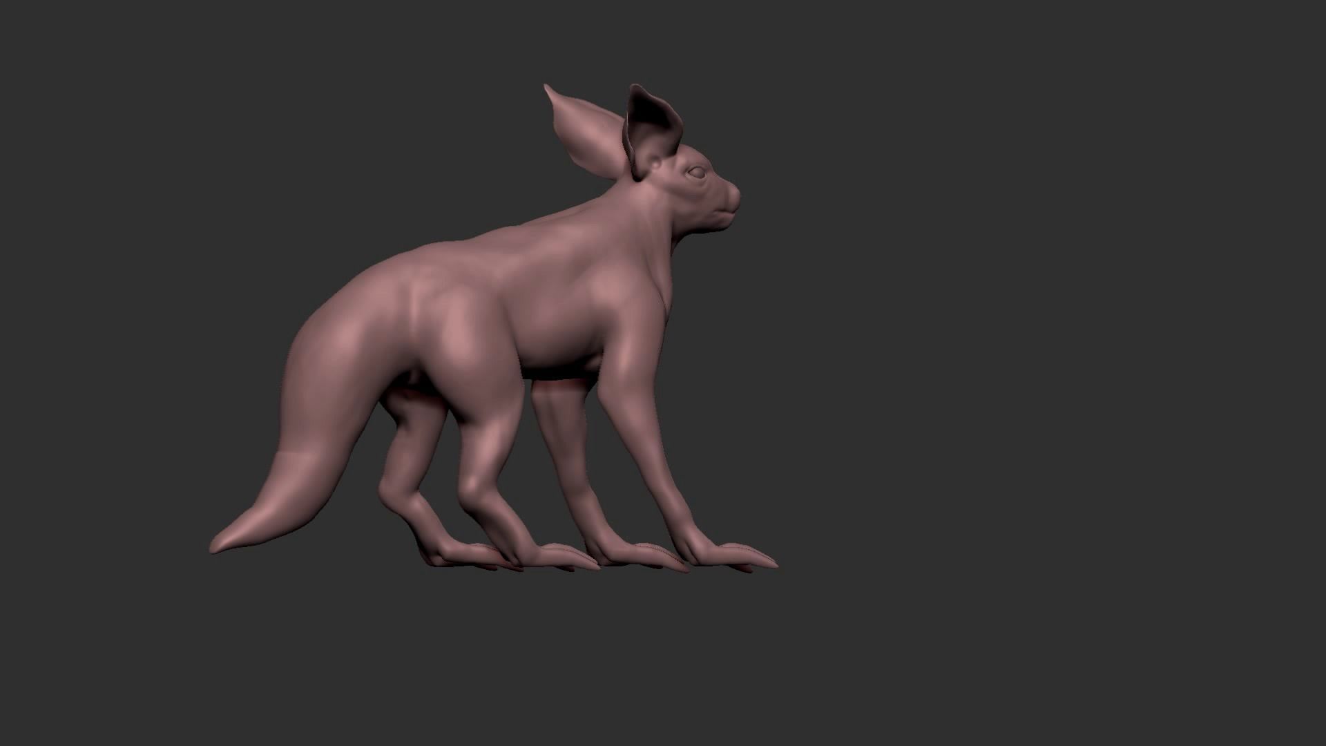 half cat half fox Low-poly 3D model_2