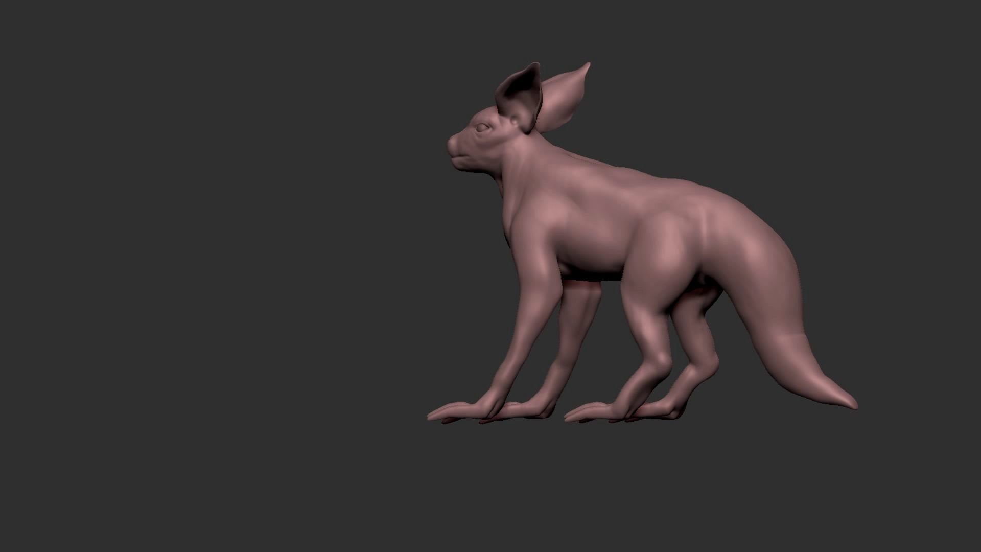 half cat half fox Low-poly 3D model_21