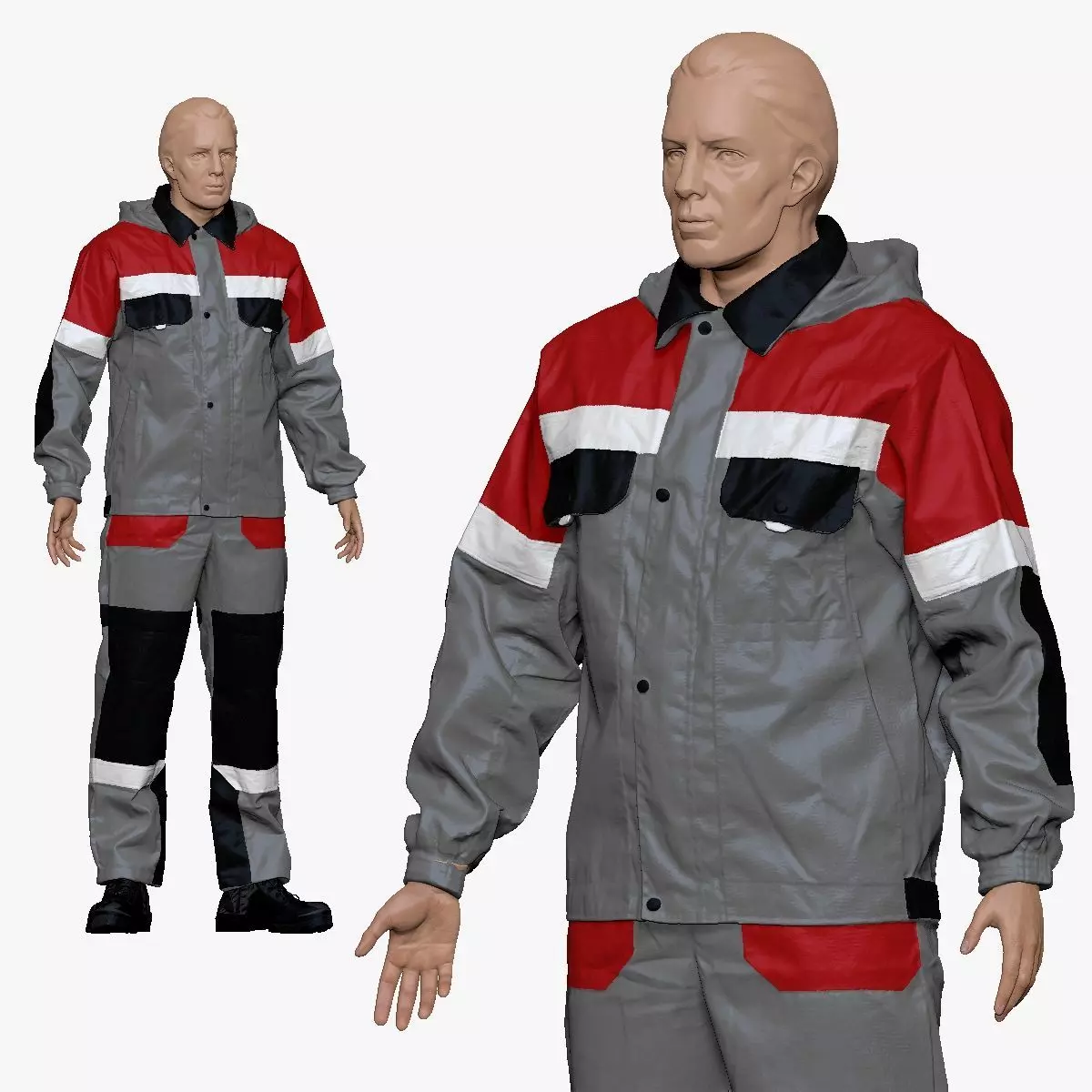 001156 engineering suit light gray Low-poly 3D model_0