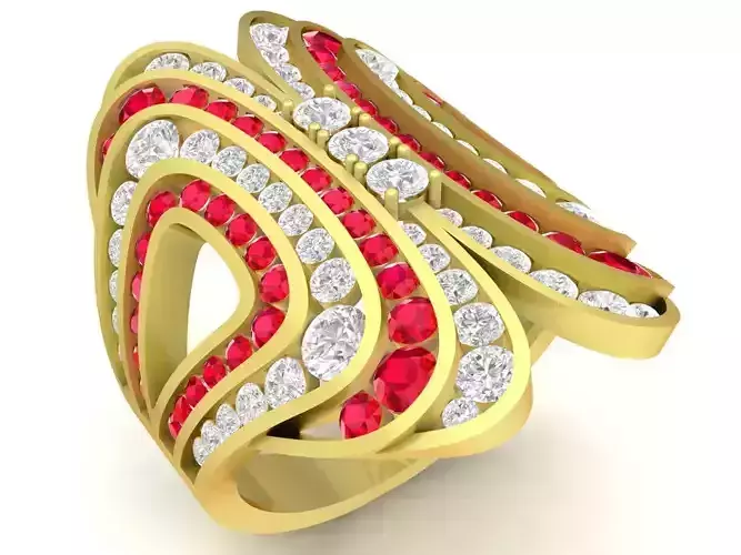 Luxury Geometric Spiral Diamond Ring for Women  3507