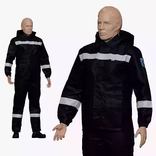 001157 engineering suit black white Low-poly 3D model