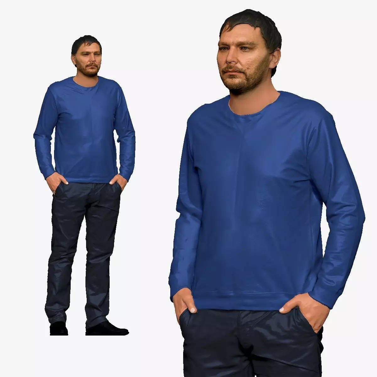 001165 man with hobo beard hand in pockets 3d print ready 3D print model