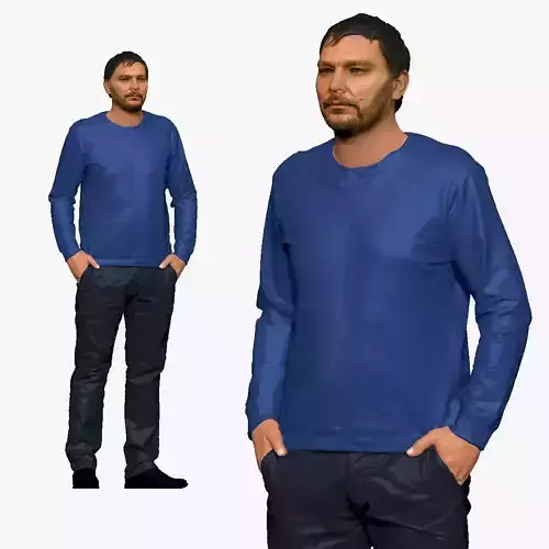 001165 man with hobo beard hand in pockets 3d print ready 3D print model