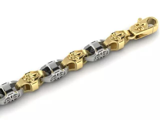 beautiful chain or bracelet royal lily and maltese cross 3D print model_0