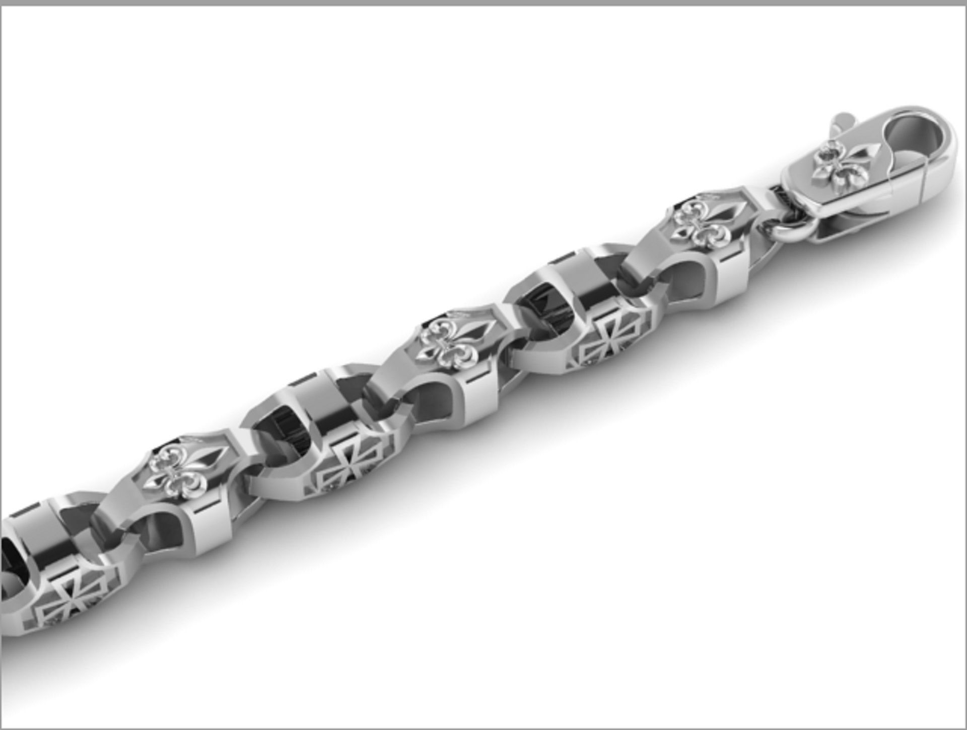 beautiful chain or bracelet royal lily and maltese cross 3D print model_7