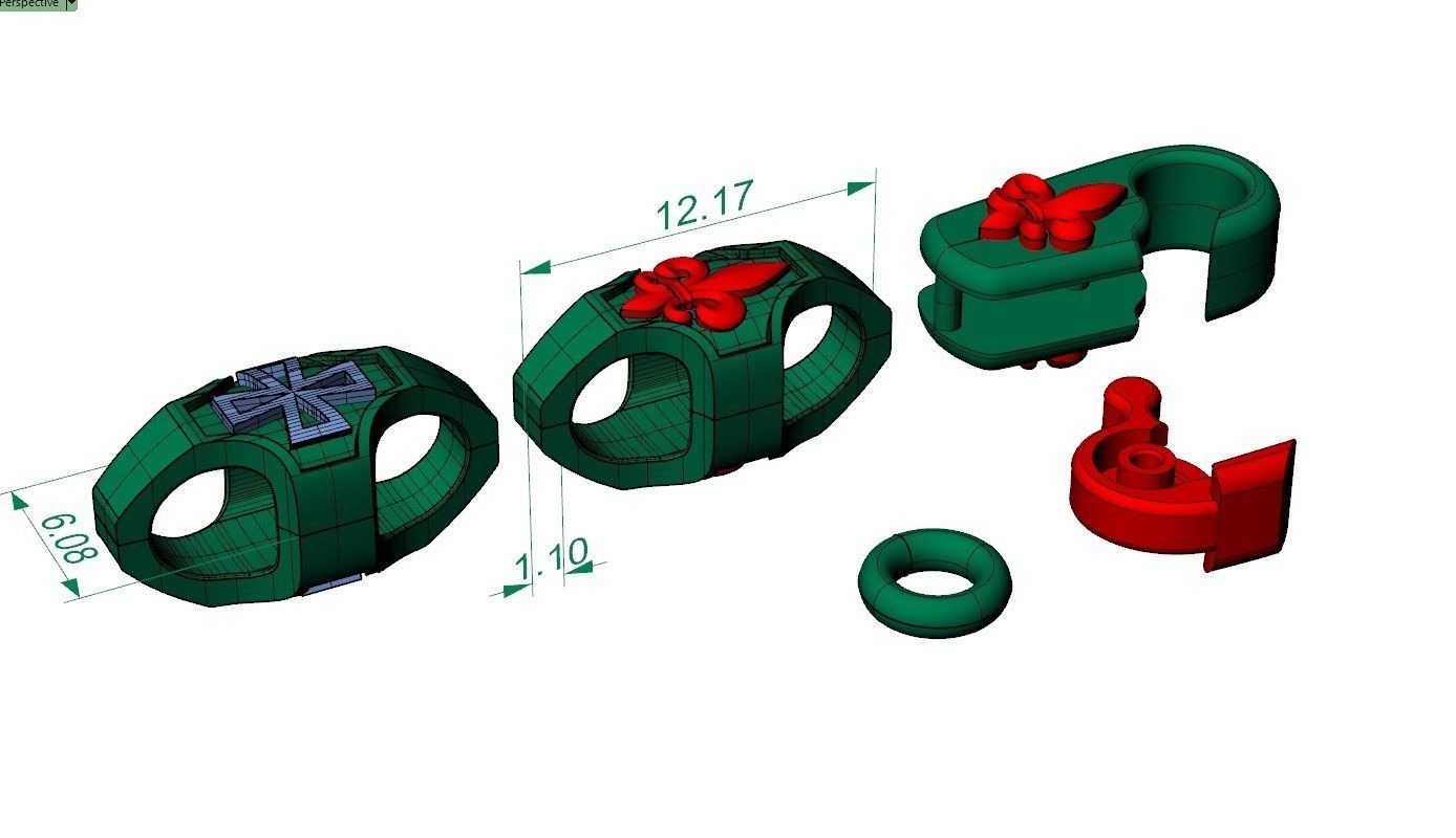 beautiful chain or bracelet royal lily and maltese cross 3D print model_2