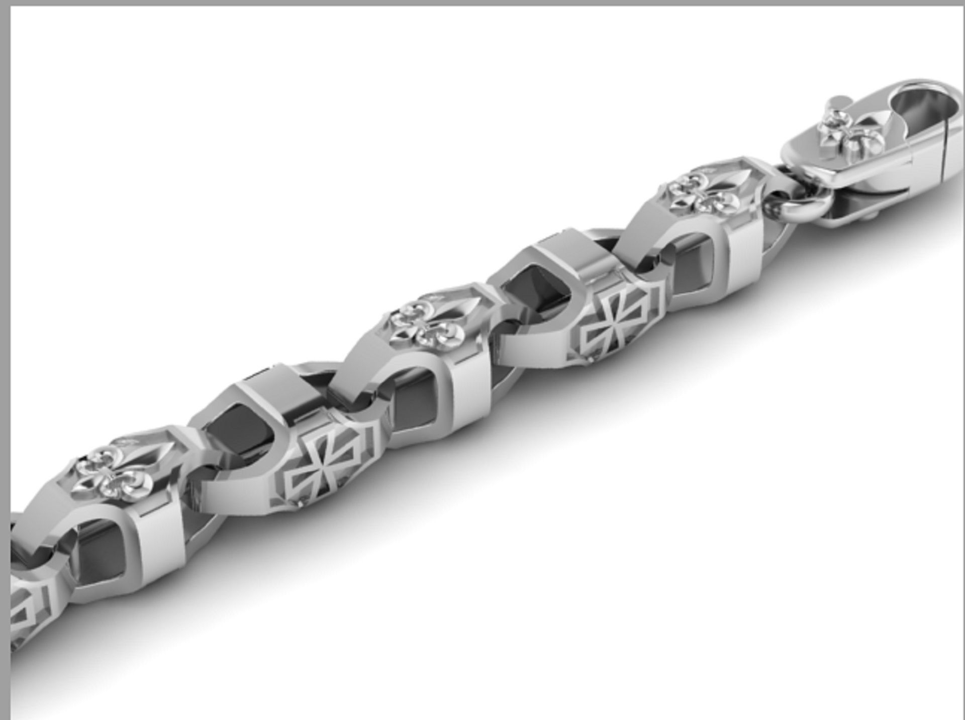 beautiful chain or bracelet royal lily and maltese cross 3D print model_1