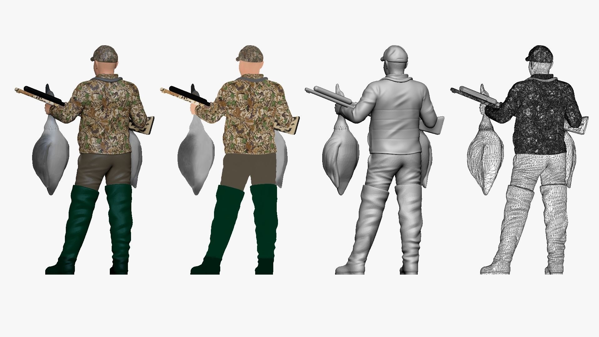 001169 duck hunter two ducks and rifle 3d print ready 3D print model_2