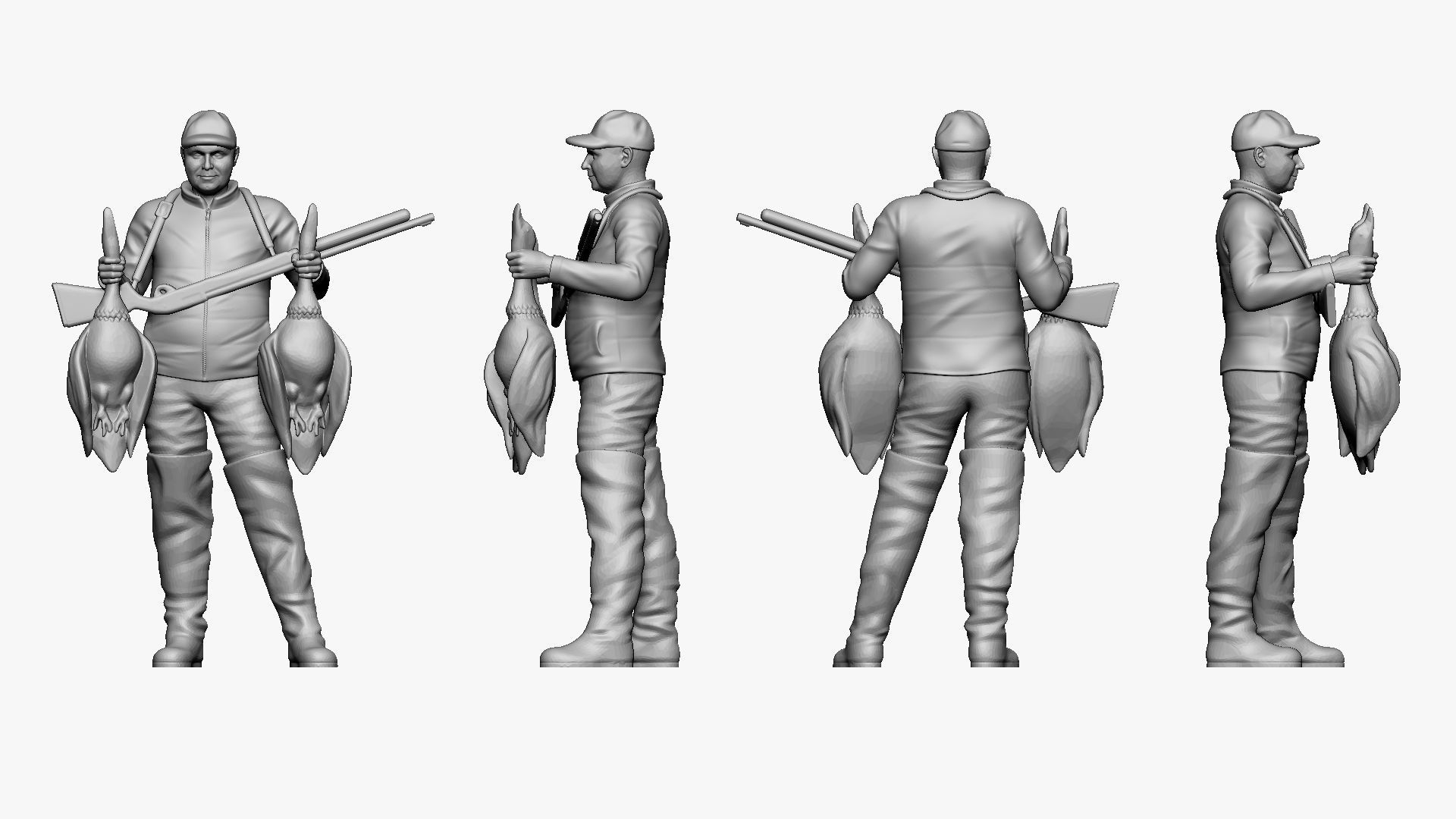 001169 duck hunter two ducks and rifle 3d print ready 3D print model_4