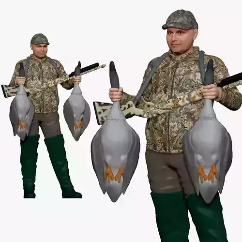 001169 duck hunter two ducks and rifle 3d print ready 3D print model