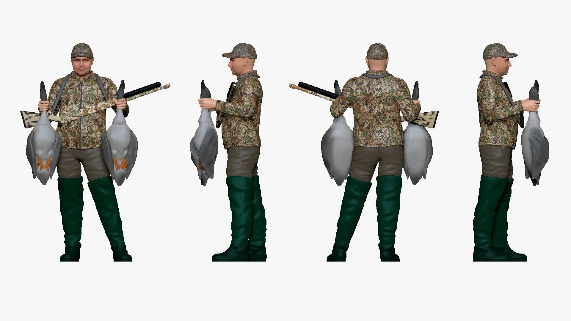 001169 duck hunter two ducks and rifle 3d print ready 3D print model_3