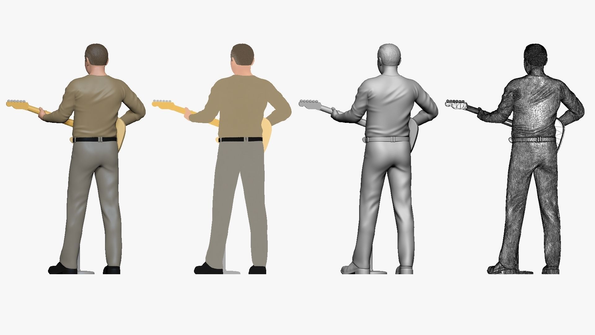 001170 guitarist with telecaster guitar 3d print ready 3D print model_2