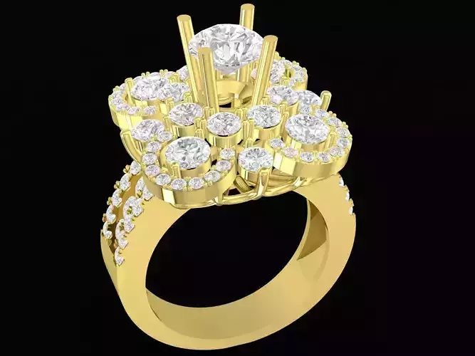 Luxury Three Tier Floral Halo Ring for Women  3509