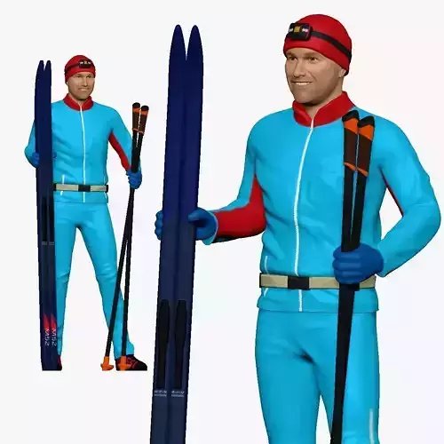 001174 skiman in blue red hat 3d print ready 3D print model