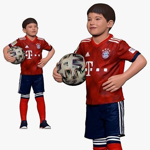 001175 soccerplayer boy in red uniform 3D model