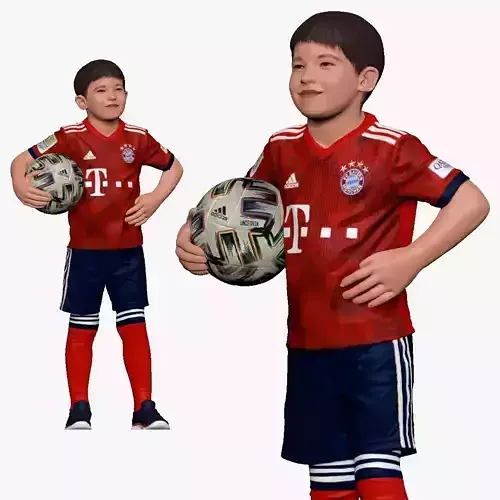 001175 soccerplayer boy in red uniform 3d print ready 3D print model