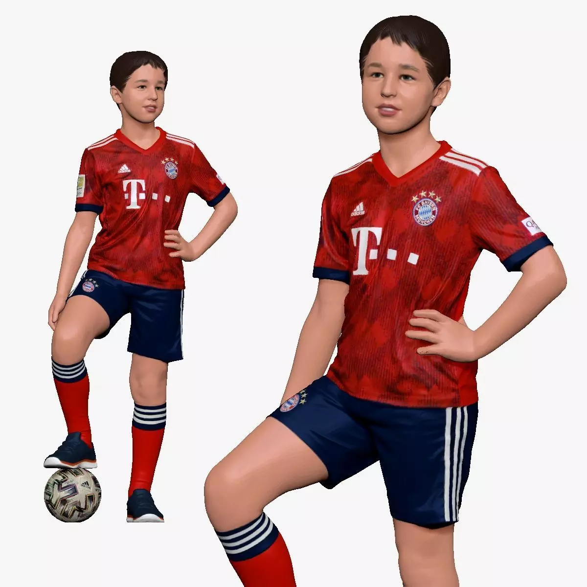 001177 Young Soccer Player with Ball 3D print model