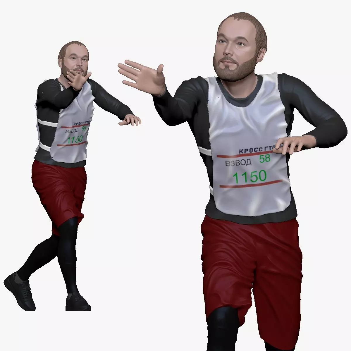 001180 Bearded Runner 3D Character Model 3D model