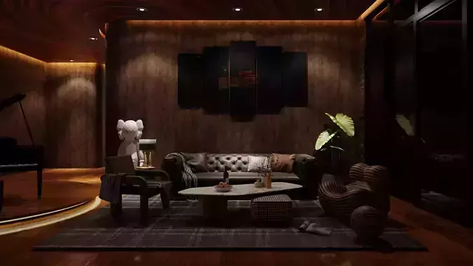 High class interior combined 3D model