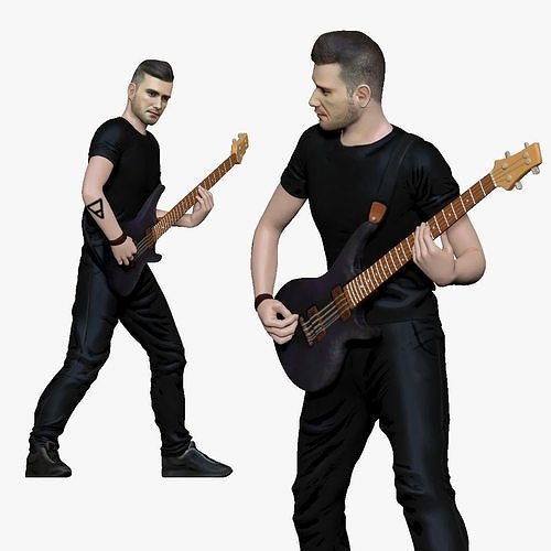 001194 heavy metal bass player 3D model