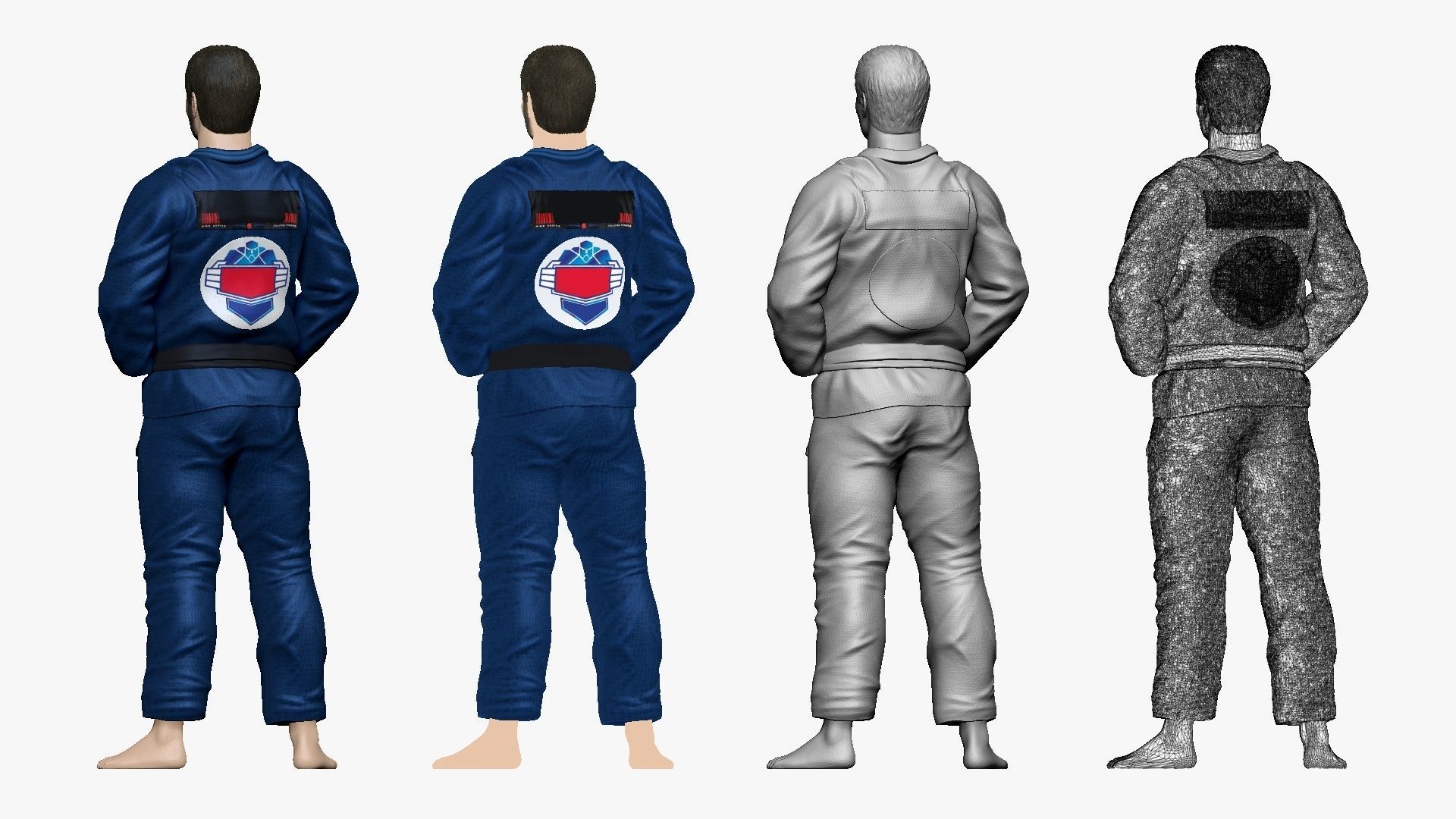 001195 judo man in blue kimono black belt 3dp 3D print model_2