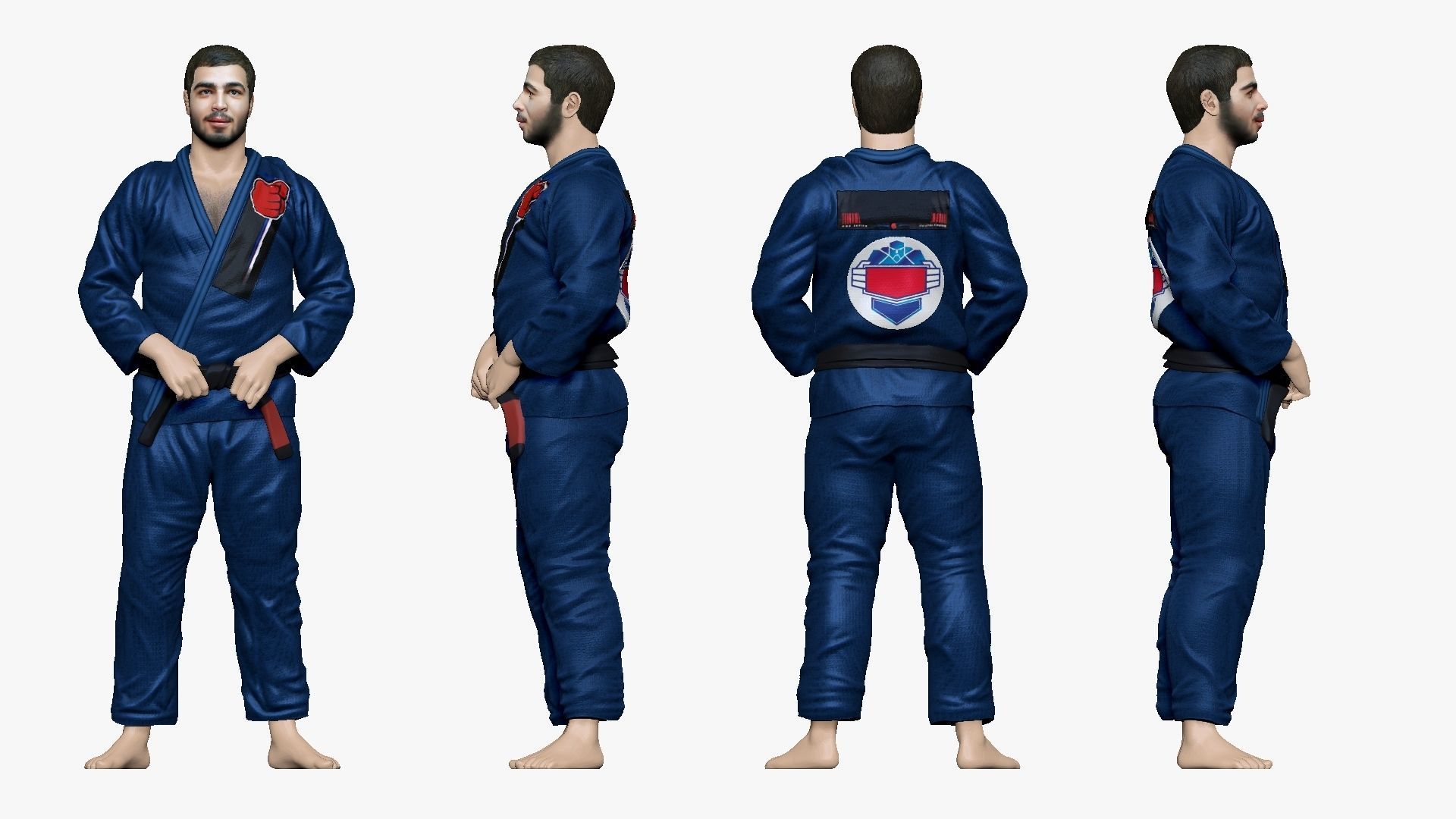 001195 judo man in blue kimono black belt 3dp 3D print model_3