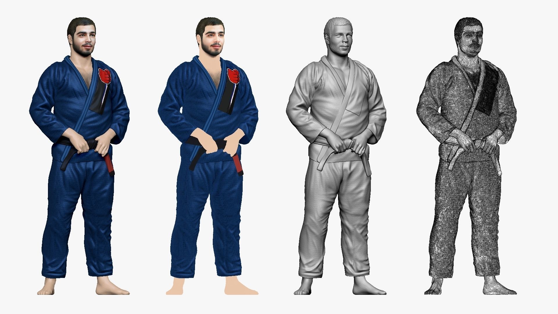 001195 judo man in blue kimono black belt 3dp 3D print model_1